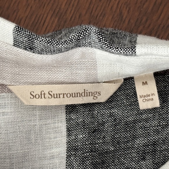 Soft Surroundings Plaid Check Linen Blend Button Up Shirt Back Zip Lagenlook M - Picture 7 of 15